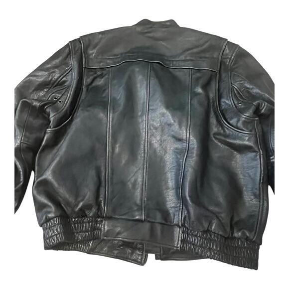 Leather Motorcycle Jacket Mens Vintage Moto Cafe Racer Biker Rider L - Picture 6 of 9